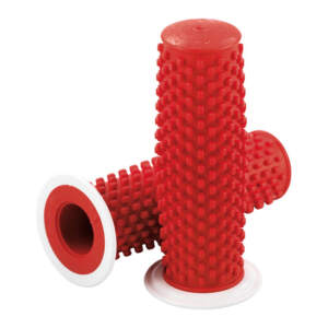 K-Tech, impugnature in gomma Kustom. Rosse con flangia bianca
