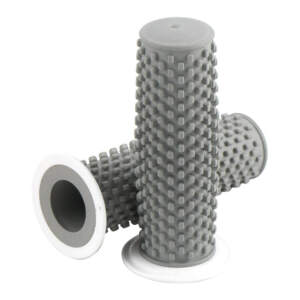 K-Tech, impugnature in gomma Kustom. Grigie con flangia bianca