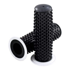 K-Tech, impugnature in gomma Kustom. Nero con flangia bianca