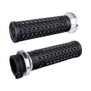 ODI, impugnature lock‑on V‑twin Signature, cavo, argento