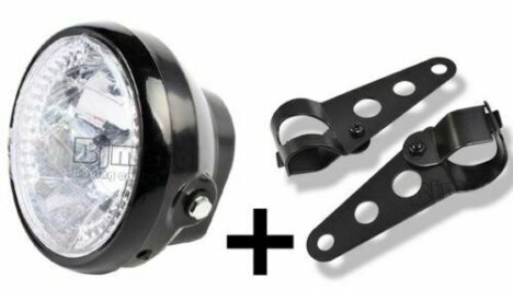 Alchemy Parts Moto Proiettore LED Cromo Faro 7.5 inch per Cafe Racer Retro Progetto di Personalizzazione